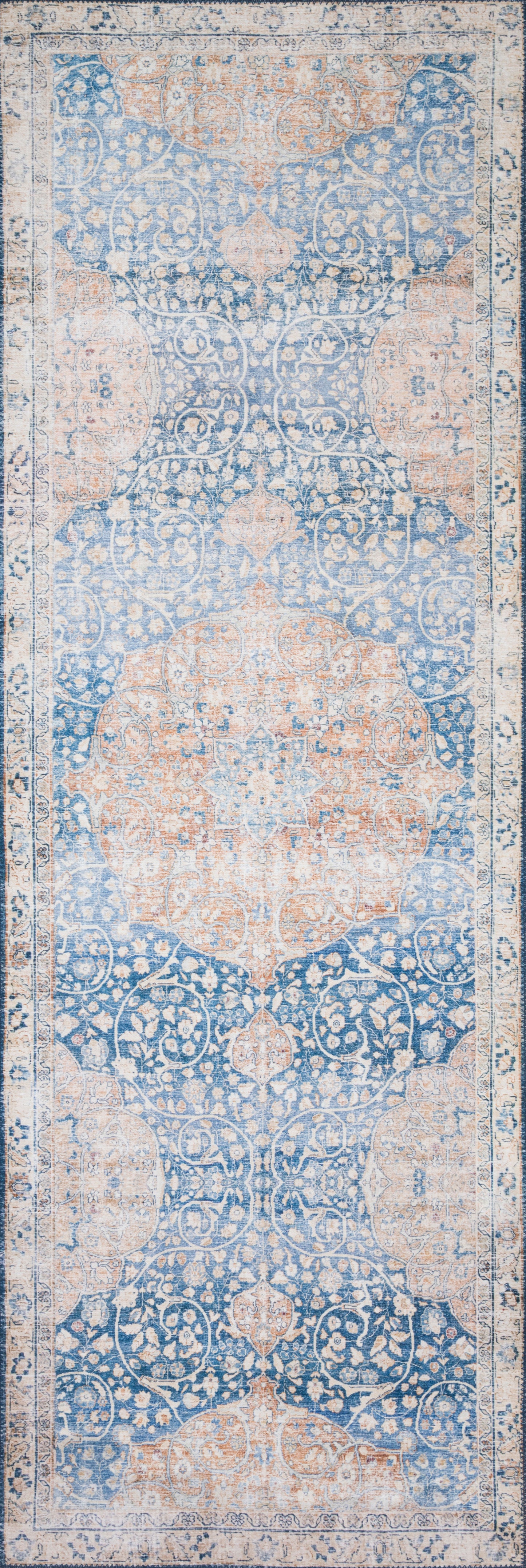 Annette Rug in Blue/Tangerine