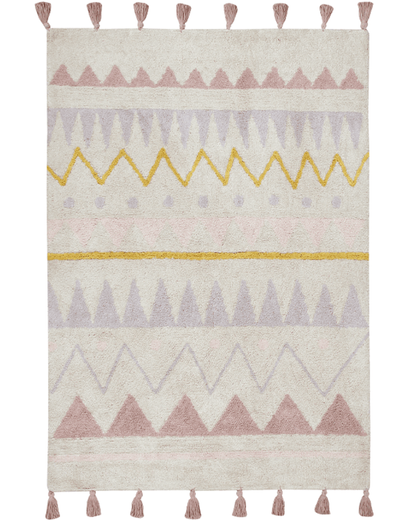 Azteca Washable Rug in Vintage Natural/Pink