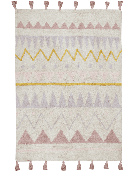 Azteca Washable Rug in Vintage Natural/Pink