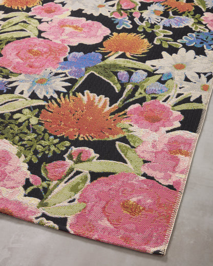 Bouquet Rug in Black / Multi