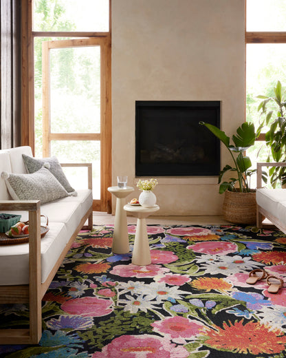 Bouquet Rug in Black / Multi