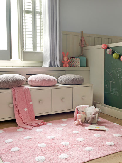 Washable rug in Polkadots Pink