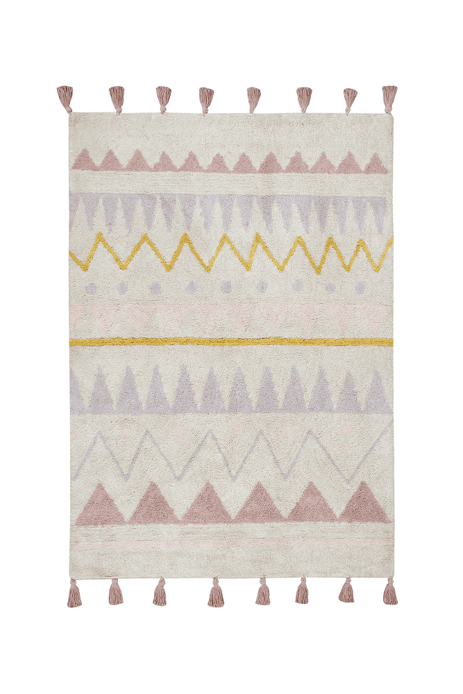 Azteca Washable Rug in Vintage Natural/Pink