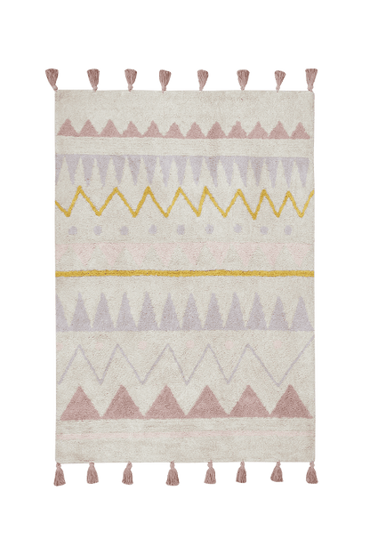 Azteca Washable Rug in Vintage Natural/Pink