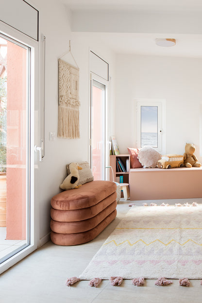 Azteca Washable Rug in Vintage Natural/Pink