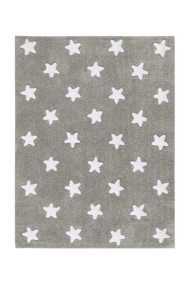 Washable Rug in Stars Grey/White