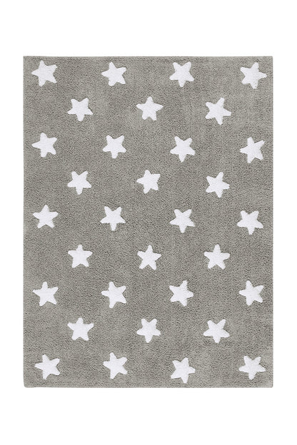 Washable Rug in Stars Grey/White
