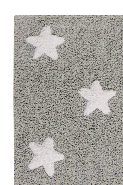Washable Rug in Stars Grey/White