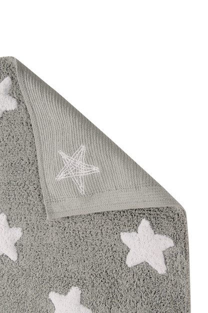 Washable Rug in Stars Grey/White