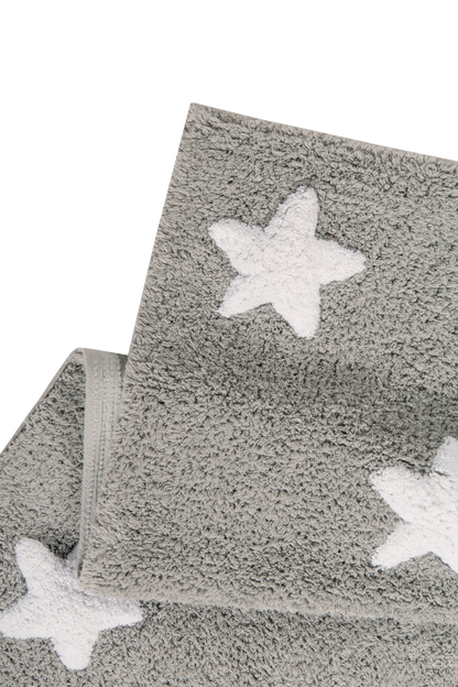 Washable Rug in Stars Grey/White