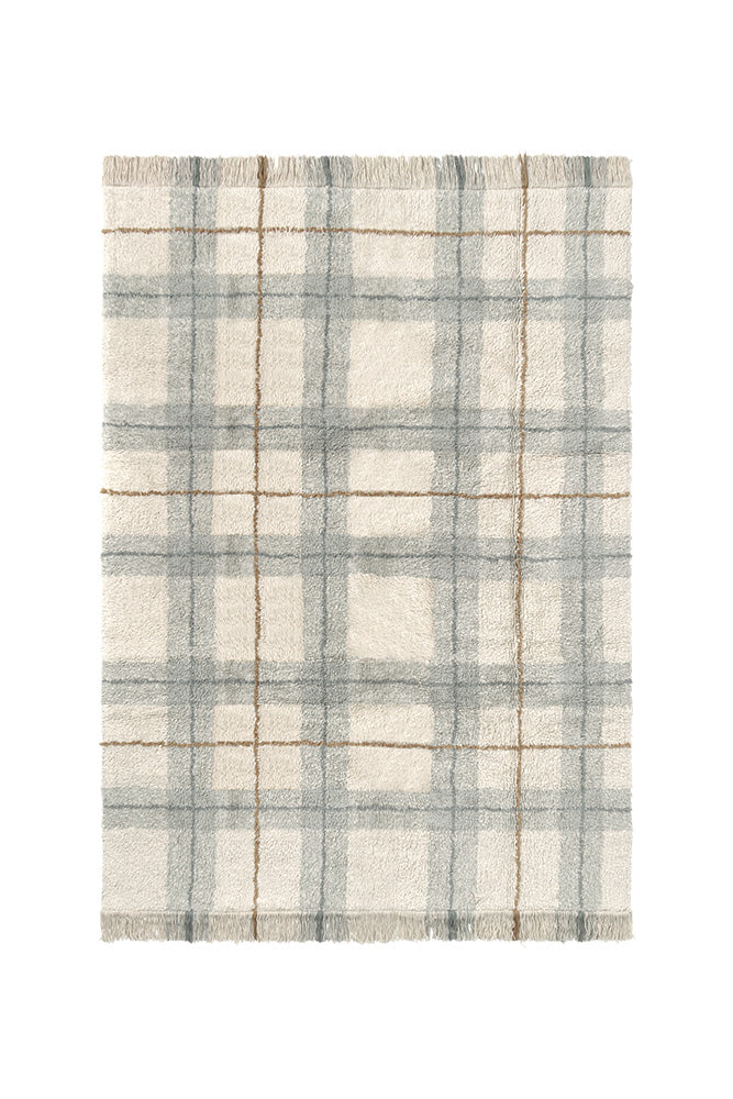 Washable Rug Tartan Blue Sage