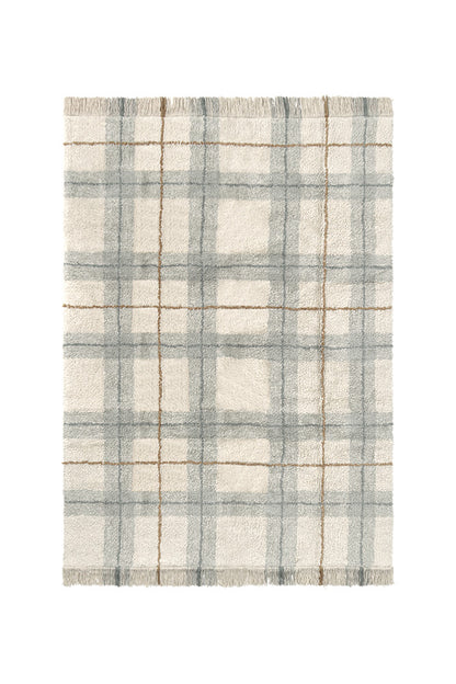 Washable Rug Tartan Blue Sage