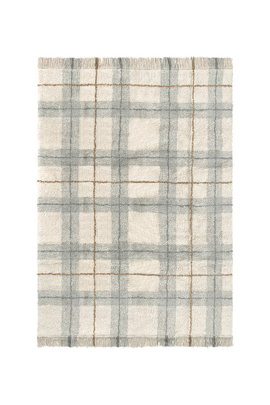 Washable Rug Tartan Blue Sage