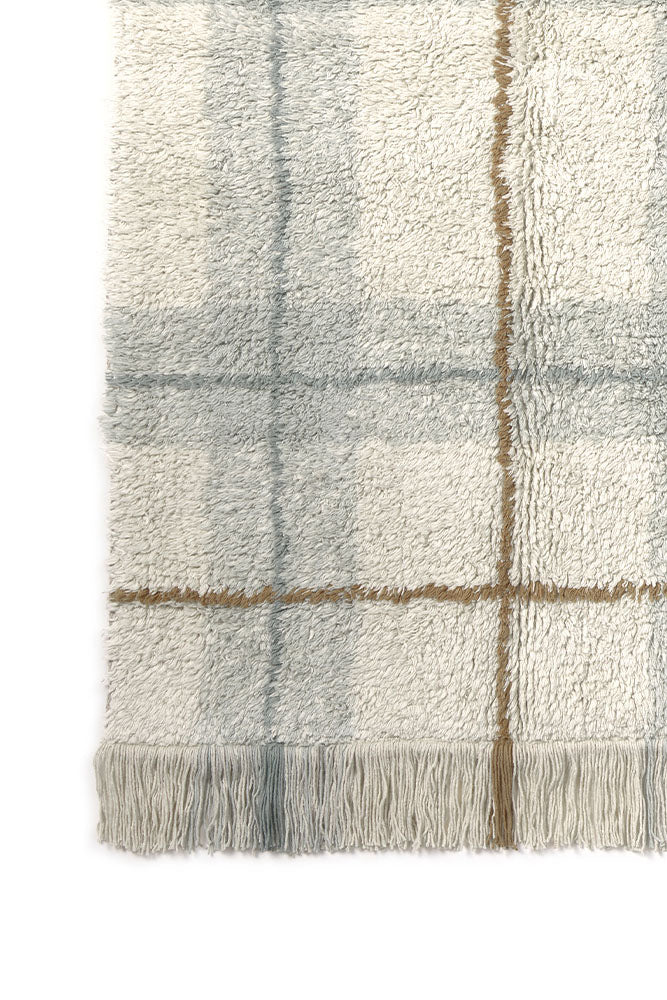 Washable Rug Tartan Blue Sage