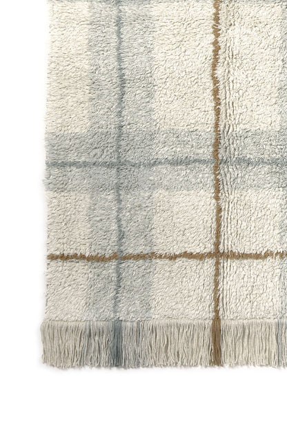 Washable Rug Tartan Blue Sage