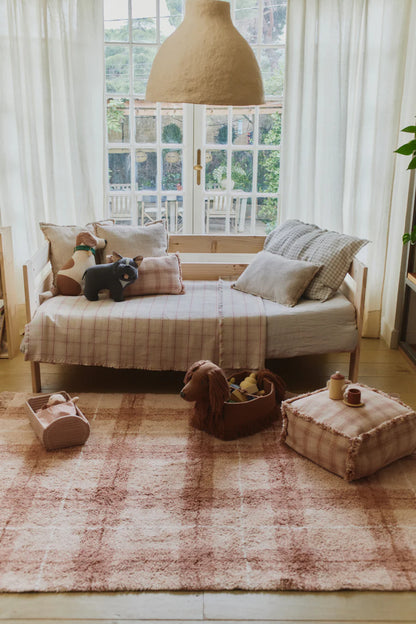 Washable Rug Tartan Rose
