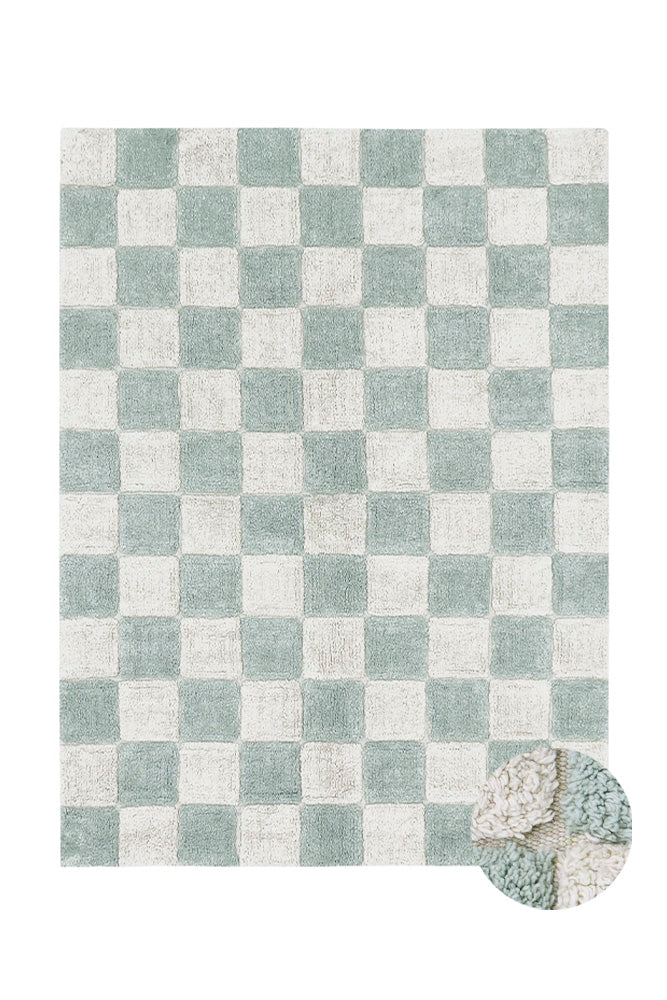 Washable Rug in Kitchen Tiles Blue Sage