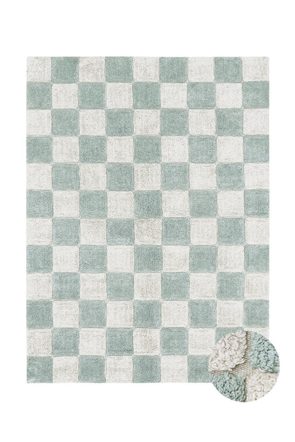Washable Rug in Kitchen Tiles Blue Sage