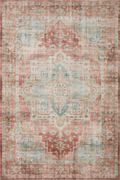 Avery Rug in Terracotta/Aqua