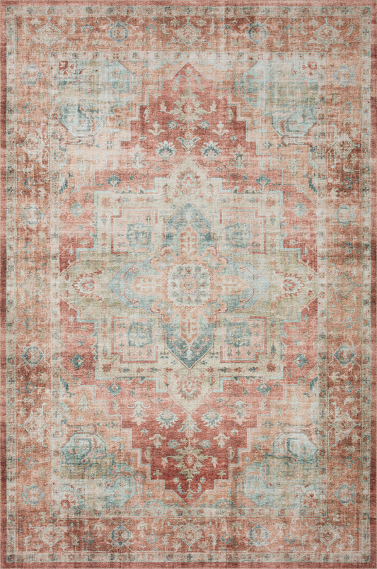 Avery Rug in Terracotta/Aqua