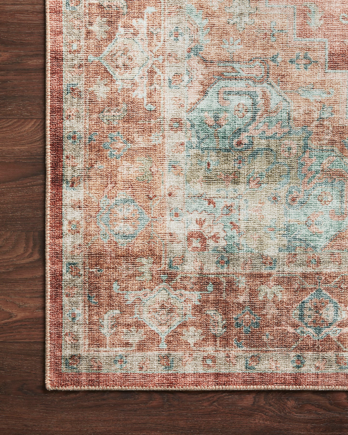 Avery Rug in Terracotta/Aqua