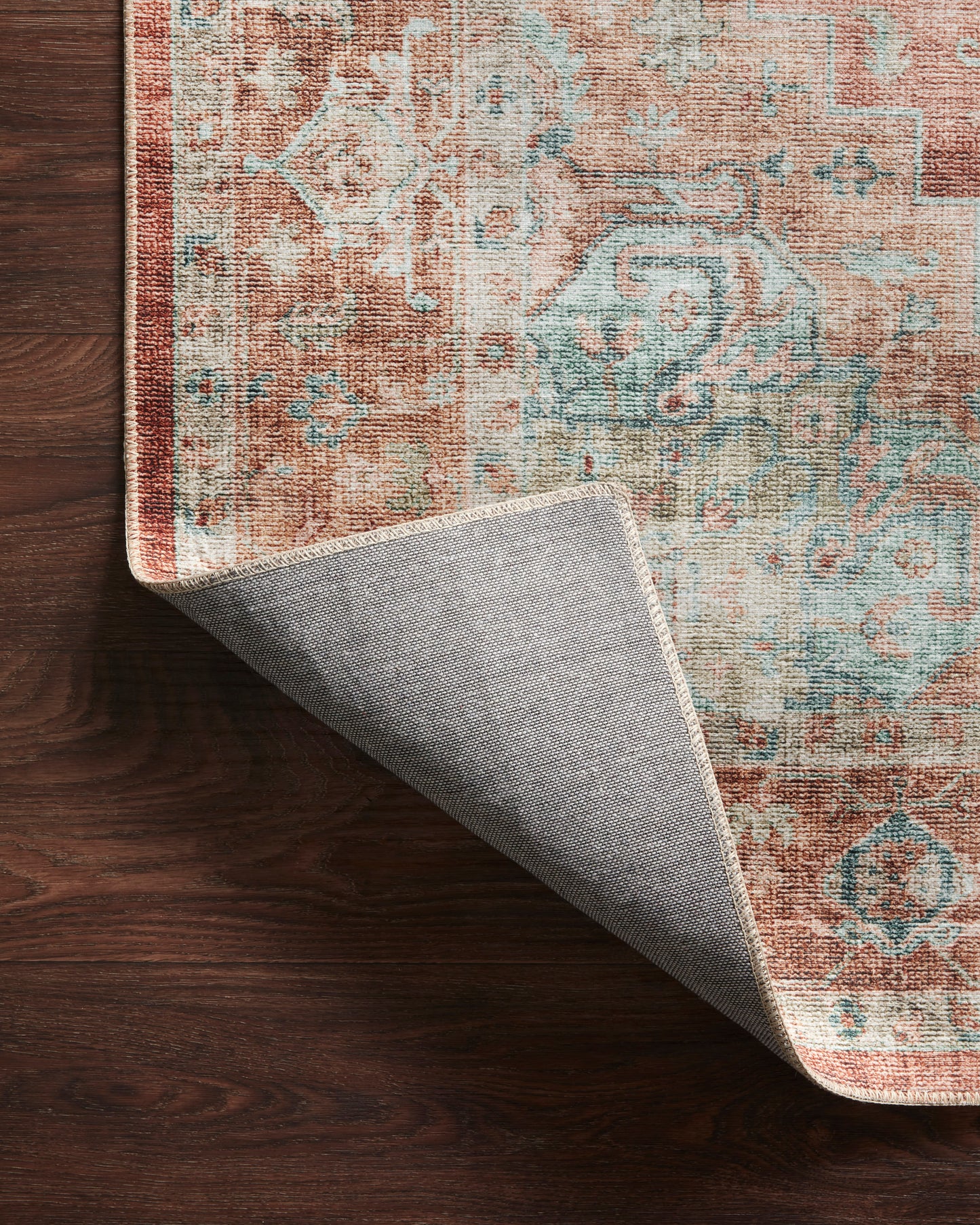 Avery Rug in Terracotta/Aqua