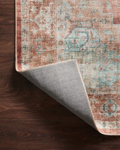 Avery Rug in Terracotta/Aqua