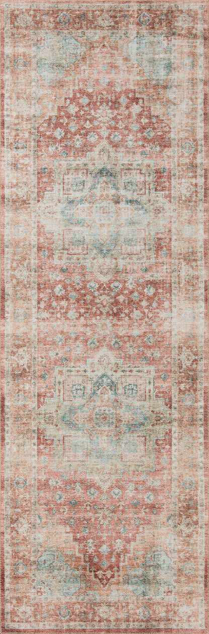 Avery Rug in Terracotta/Aqua