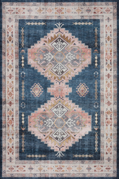 Avery Rug in Denim/Blush