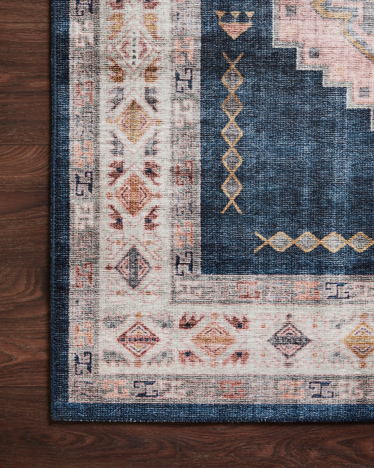 Avery Rug in Denim/Blush