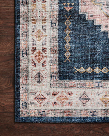 Avery Rug in Denim/Blush
