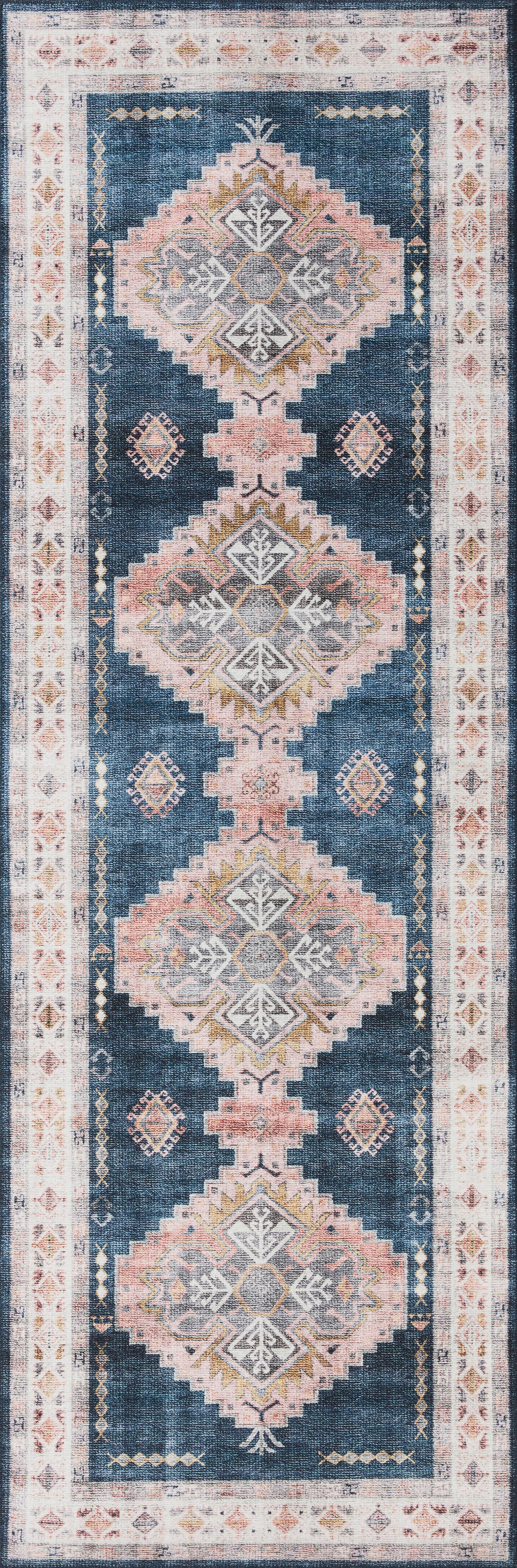 Avery Rug in Denim/Blush