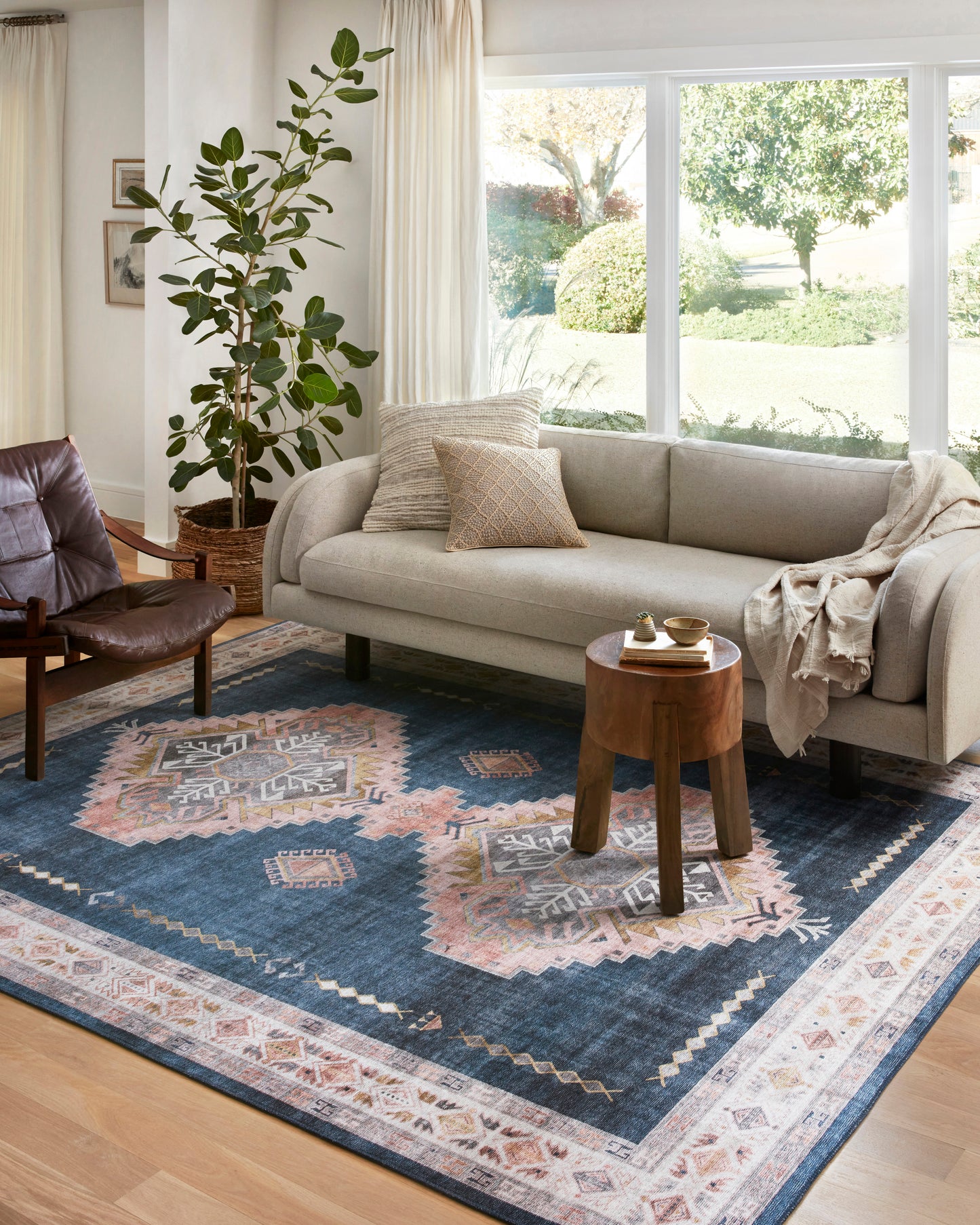 Avery Rug in Denim/Blush