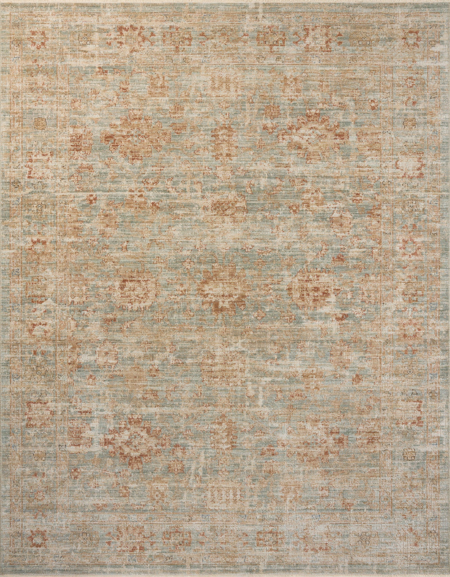 Heirloom Rug in Aqua/Terracotta