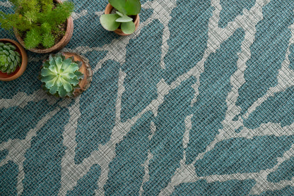 Maui Rug in Teal/Grey