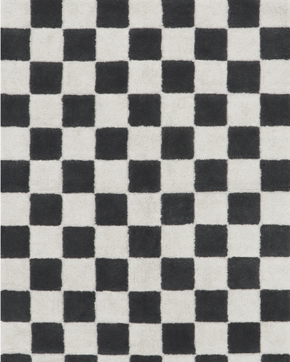 Washable Rug in Tiles Dark Grey