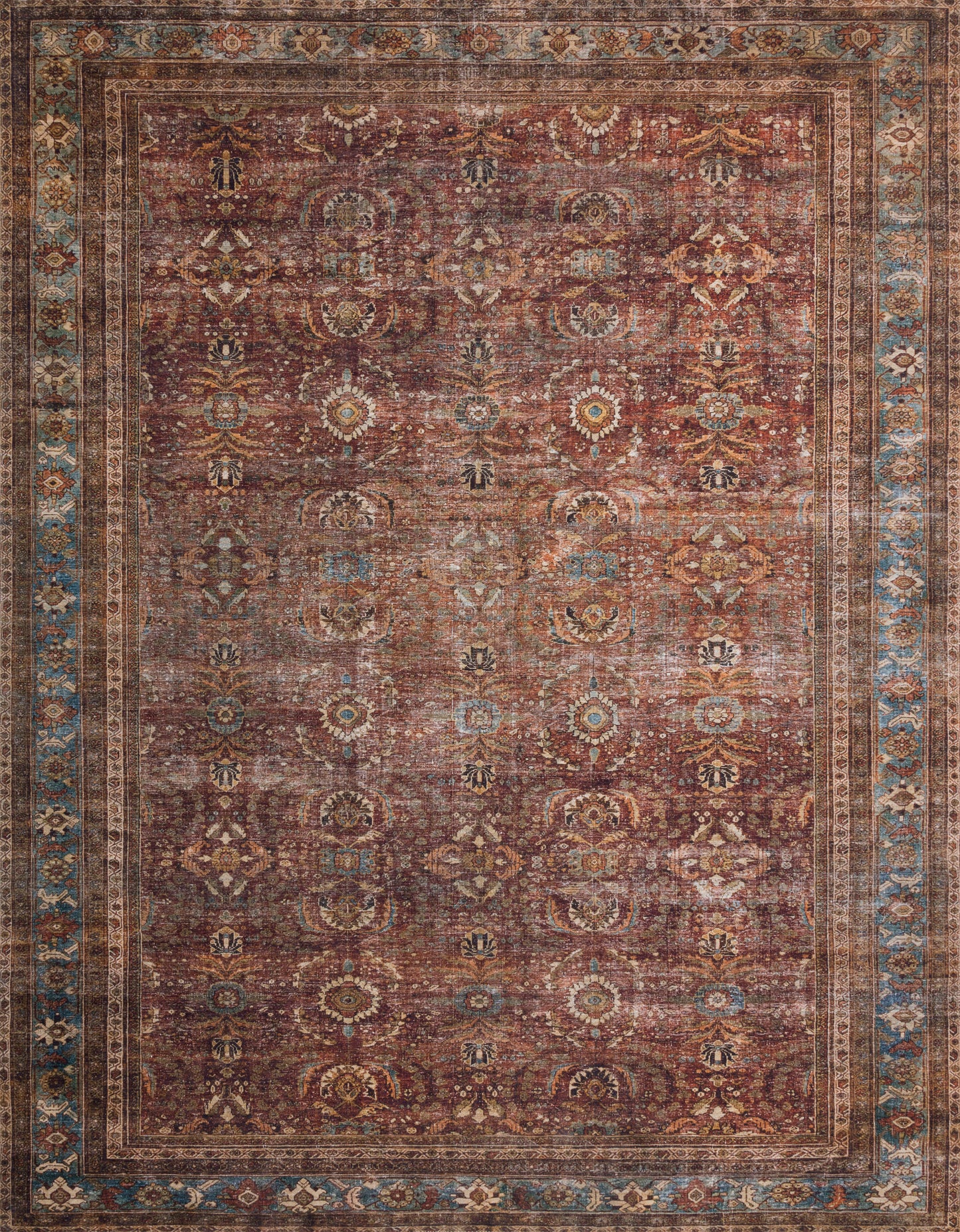 Annette Rug in Brick/Blue