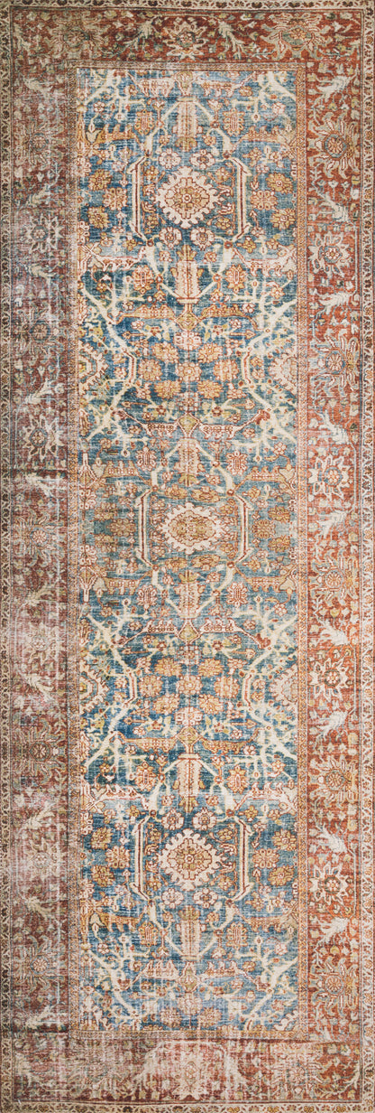 Annette Rug in Ocean/Rust