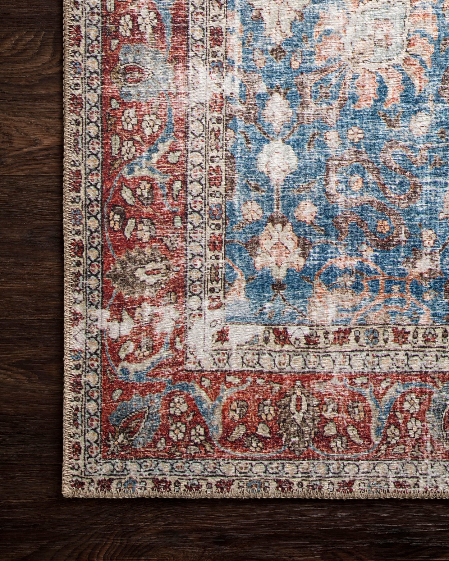 Eleanor Rug in Blue/Brick