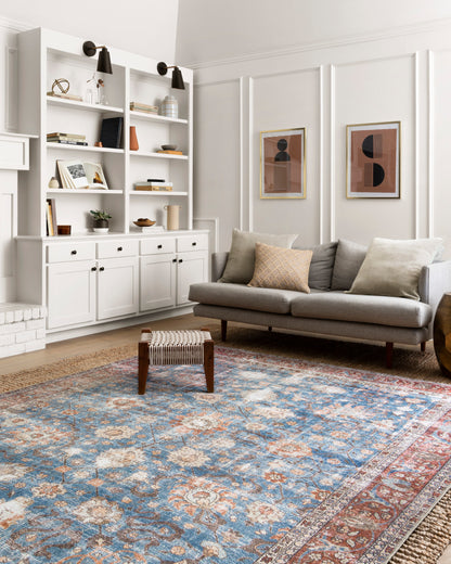 Eleanor Rug in Blue/Brick