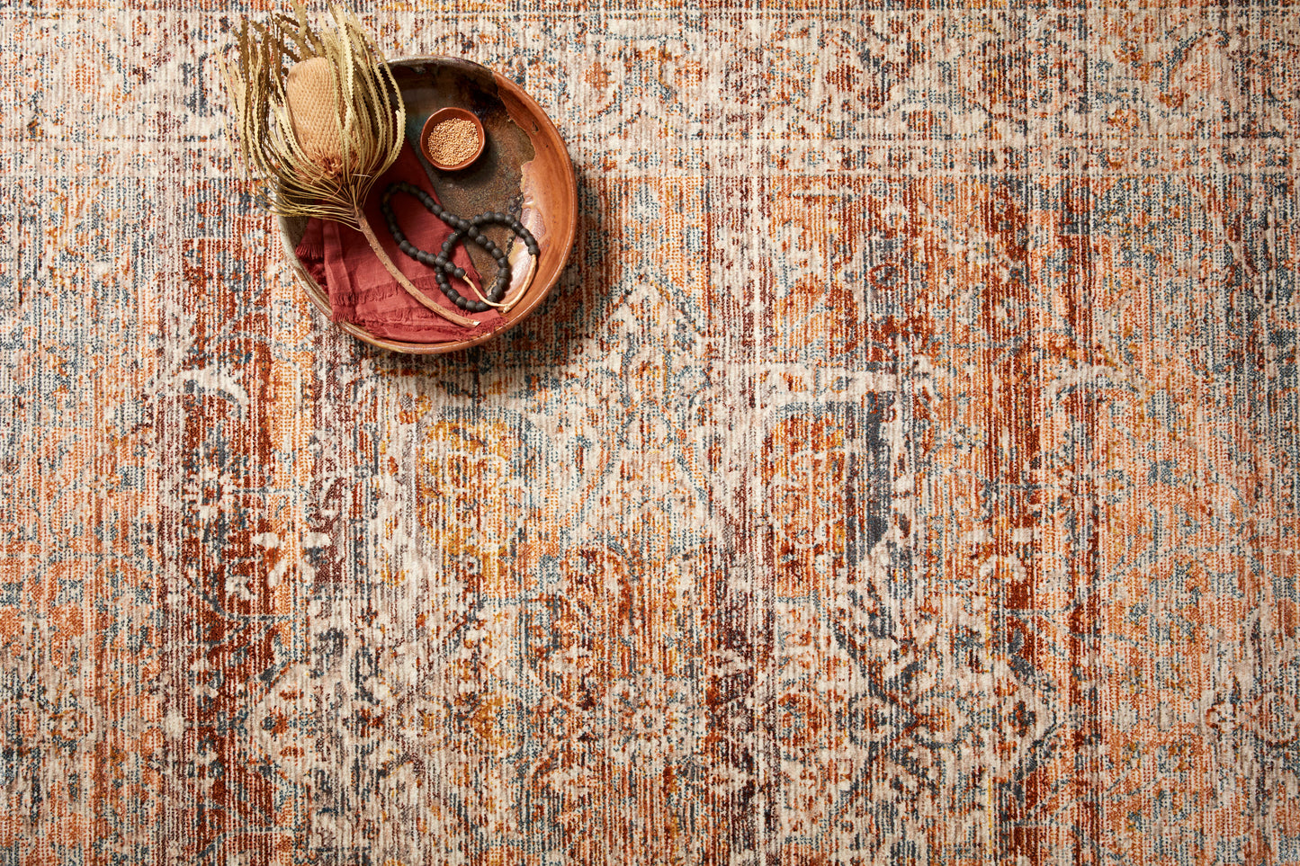 Leanna Rug in Tangerine/Ocean
