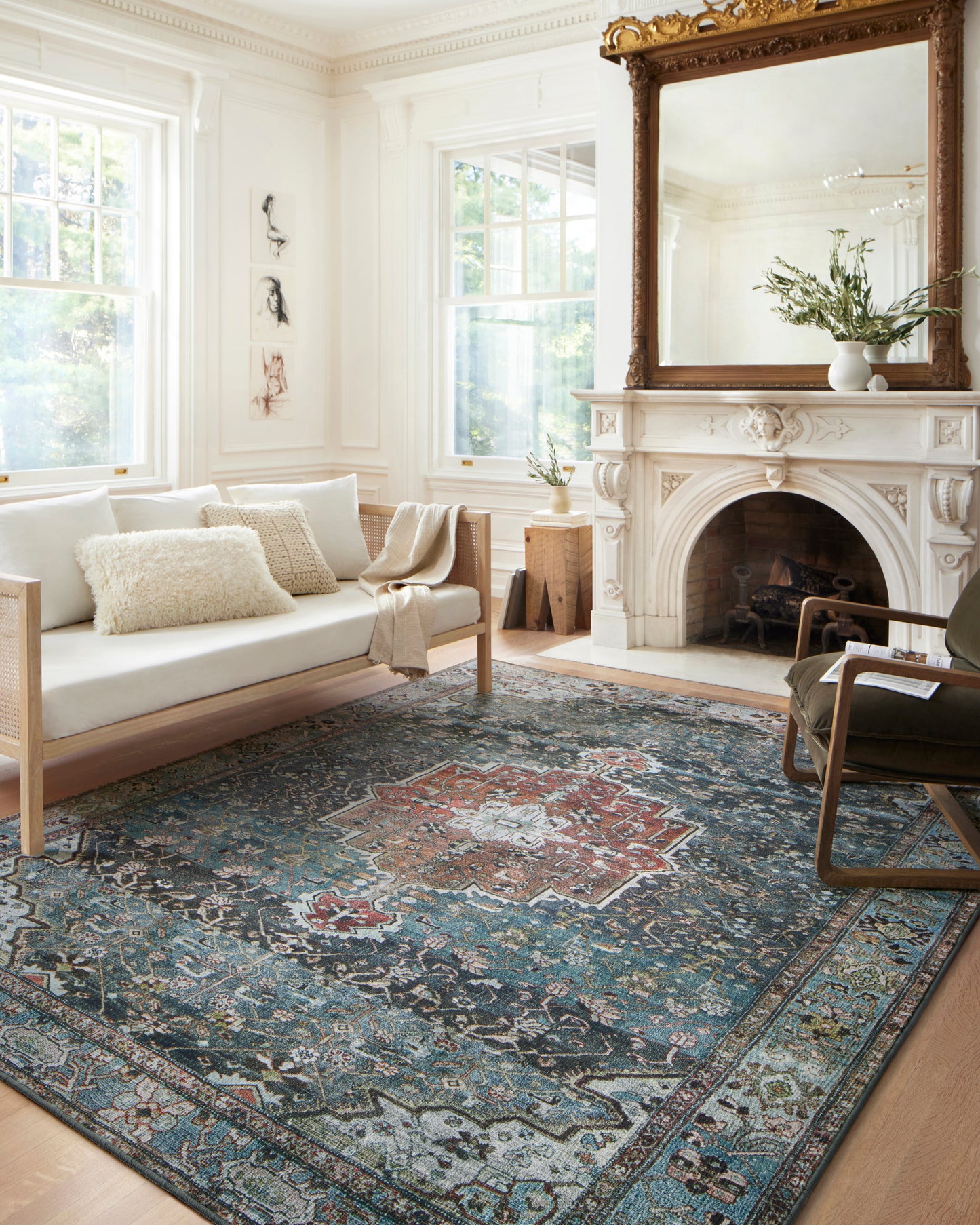 Fable Rug in Ocean/Brick