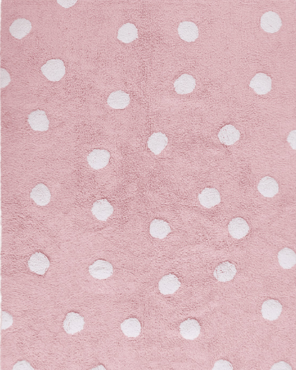 Washable rug in Polkadots Pink
