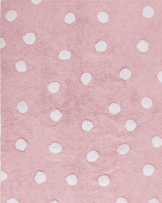 Washable rug in Polkadots Pink