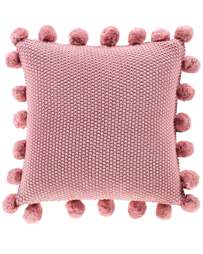 Pomtastic Knitted Cushion in Pink