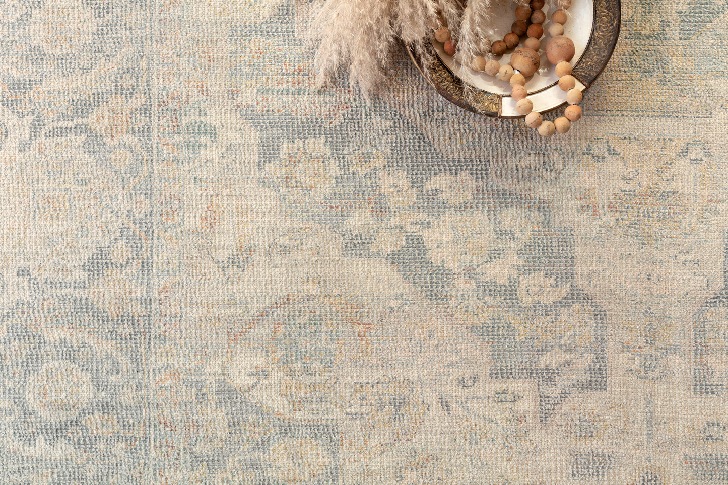 Priya Rug in Bone/Bluestone