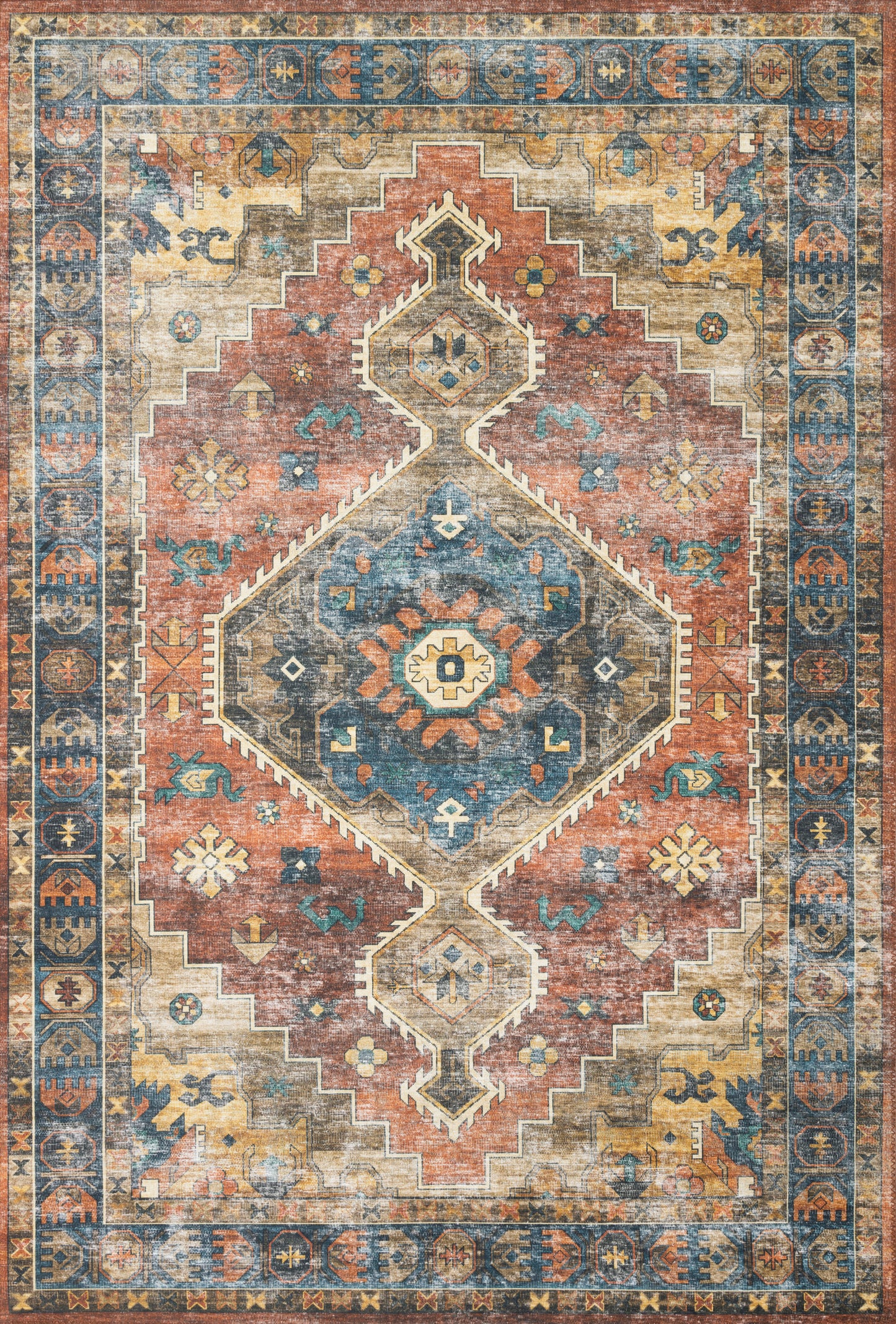 Sophie Rug in Rust/Blue