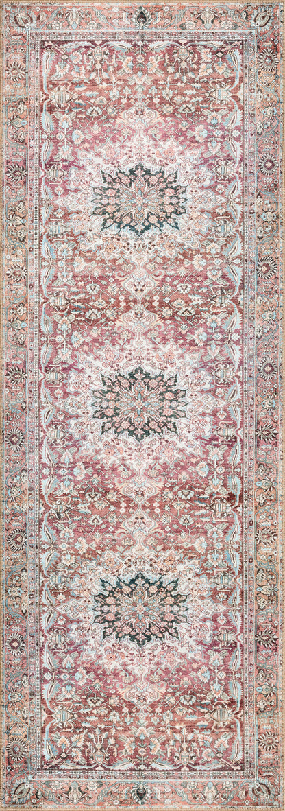 Freya Rug in Tomato/Teal