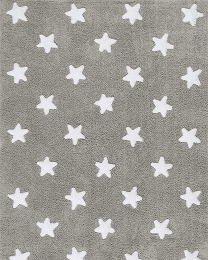 Washable Rug in Stars Grey/White