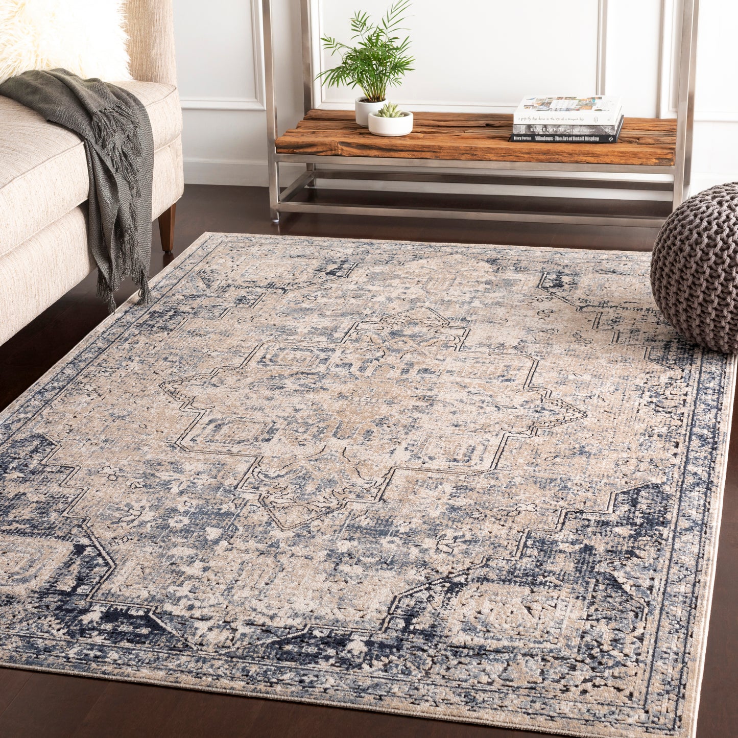 Durham Rug in Ivory/Denim